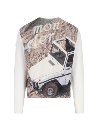 Moncler Crew-Neck Cotton Sweater - White