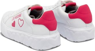Moschino Womens Heart Logo Sneaker White Leather Rubber