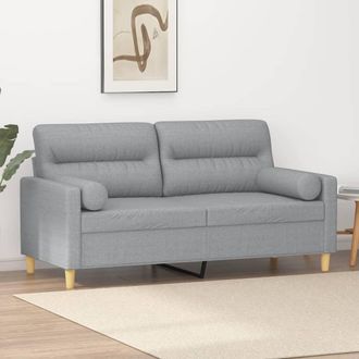 vidaXL Sof&aacute; De 2 Plazas Con Cojines Tela Gris Claro 140 Cm Vidaxl