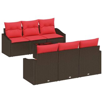 vidaXL Juego De Sof&aacute; 7 Uds. 3-n&uacute;mero De Plazas Marr&oacute;n Y Rojo Vidaxl
