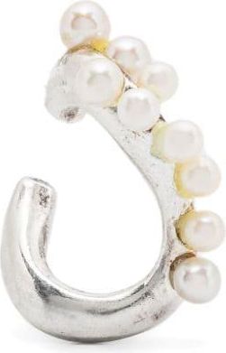 Beatriz Palacios small silver wave ear cuff - women - Freshwater Pearl/Gold Plated Silver - One Size