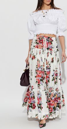 Dolce & Gabbana Floral Print Skirt, Womens, White