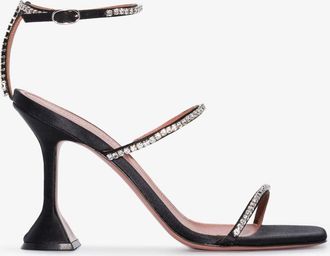 Amina Muaddi Gilda 95 Crystal Sandals - Womens - Leather/Rubber/Fabric