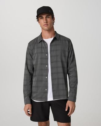 Vuori Clothing Long Sleeve Plaid Button Down Shirt | Dark Pewter | Medium