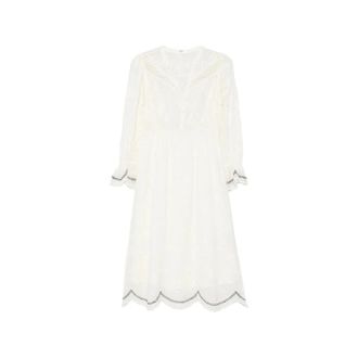 BA&SH Ba&Sh, Midi Dresses, female, White, Size: XS V-neck Scalloped Hem Dress