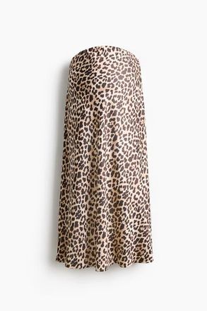 H&M Mama Satin Slip Skirt in Beige/leopard Print at Nordstrom, Size X-Small