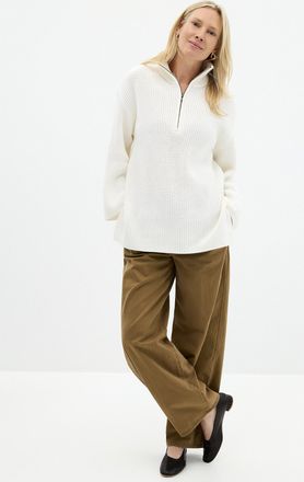 Kaffe Womens Loose pearl-rib zippered collar sweater