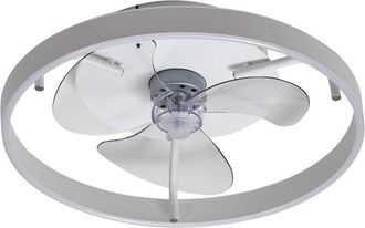 Lindby Ventilador de techo con l&aacute;mpara de aluminio blanco