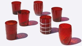 Zafferano Melting Pot Set 6 Bicchieri Monocolore - Rosso - Vetro Soffiato a Mano, 32 cl - Tumbler Artigianali per Acqua e Cocktail - Zafferano