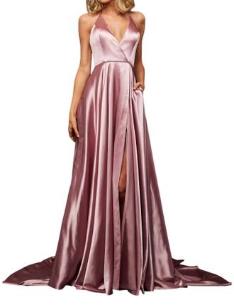 Sherri Hill V-Neck Halter Prom Dress In Rose