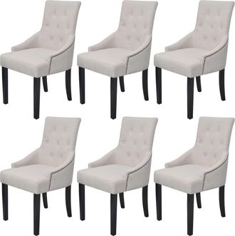 vidaXL Sillas De Comedor 6 Unidades Tela Gris Crema Vidaxl