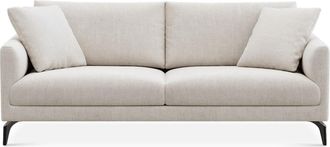 Castlery Lena Sofa Customized, Performance Linen Weave, Light Grey, Matte Black Legs, Spill Resistant, Removable Covers for Castlery