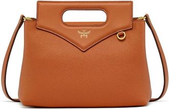 MCM Zachte Diamond Schoudertas van Korrelleer - Dames - Handtassen - Oranje - ONE Size - Leer - Tassen
