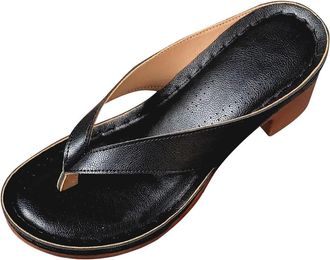 Generic Flip Flop Heels for Women, Chunky Heeled Flip Flops Slip on Sandal, Women Low Block Heel Sandals, Open Toe Beach Sandals