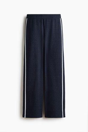 H&M Lace-trimmed Jersey Trousers in Dark Blue at Nordstrom, Size X-Small