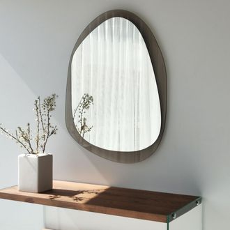 Dmora Espejo Curti, Forma Ovalada, Tipo De Pared, Color Estructura Transparente, 75x55h Cm Marr&oacute;n Bronce