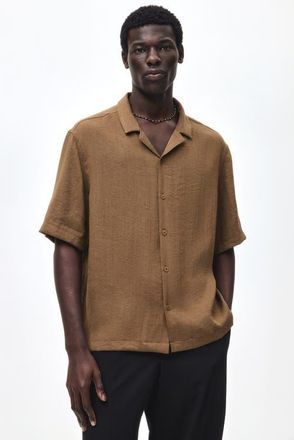 H&M Relaxed Fit Resort Shirt in Dark Khaki Green at Nordstrom, Size Xx-Large