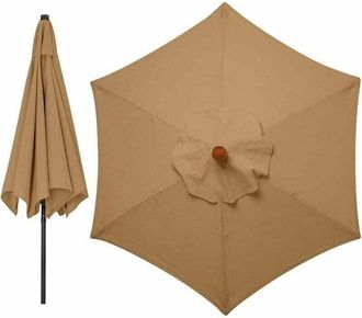 OEM Funda De Repuesto Para Sombrilla De Jard&iacute;n, 6 Brazos, 3 Metros, Funda De Repuesto Para Sombrilla, Solo Toldo (caqui)