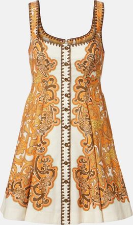 Alemais Al&eacute;mais Printed linen and cotton minidress