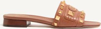 Valentino Garavani Plaster Caster Slide Sandal In Buffalo 20mm Woman TOBACCO 35.5