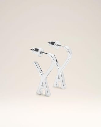 Ami Silver Brass Small Ami De Coeur Hoops Grey - OS - Unisex