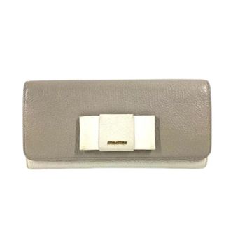 Miu Miu Pre-owned Leather Wallet - Dames - Vintage Accessoires - Grijs - ONE Size - Leer - Vintage
