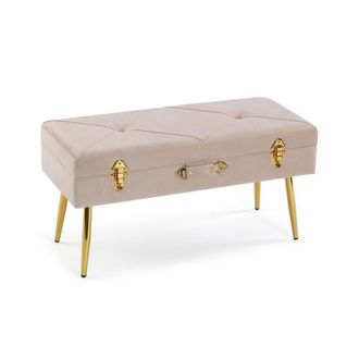 VERSA Banco de pie de cama en metal y poliester beige