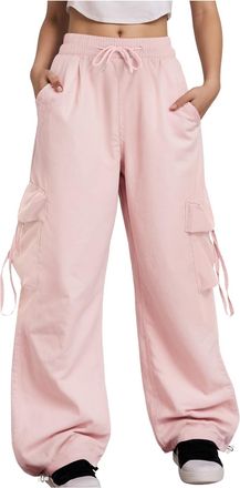 Generic Womens Lightweight Cargo Pants High Waist Drawstring Elastic Trousers with Side Knee Pockets for Outdoor Hiking Walking Streetwear Casual Work Comfort
