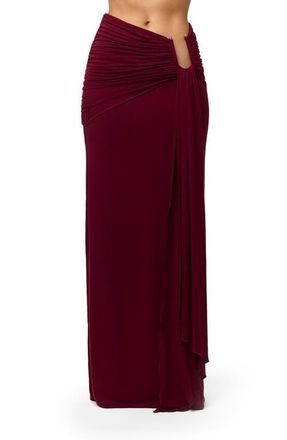 Naked Wardrobe U-Wire Ruched Maxi Skirt in Sangria at Nordstrom, Size Large