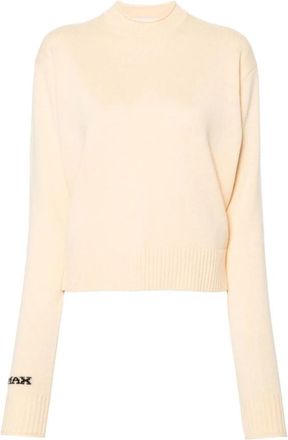 Sportmax Gele Trui met Ronde Hals van Wol - Dames - Ronde hals truien - Geel - S - Wol - Truien & Vesten
