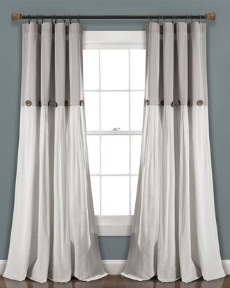 Triangle Home Fashions Linen Button Window Curtain Panel