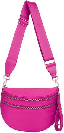 Generic Womens Nylon Crossbody Bag with Wide Adjustable Strap, Multi-Pocket Crescent Sling Purse with Dual Zipper, Lightweight Shoulder Bag for Travel, Commut