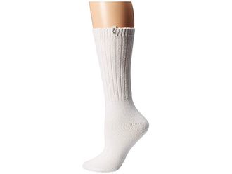 UGG Rib Knit Slouchy Crew Socks Womens Crew Cut Socks Shoes White, Polyester/Spandex