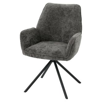Hhg Hhg - Silla De Comedor 494, Silla De Cocina Silla Con Reposabrazos, Posici&oacute;n Giratoria Autom&aacute;tica, Chenilla Oeko-tex Mvg, Gris Oscuro
