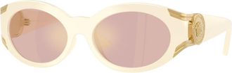 Versace Ovale Zonnebril - Dames - Zonnebrillen - Wit - 55 MM - Accessoires