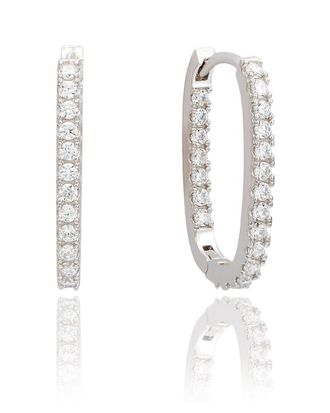 Suzy Levian Suzy Levian Silver Cz Hoop Earrings