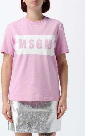 Msgm T-shirt in cotone a maniche corte con logo stampato