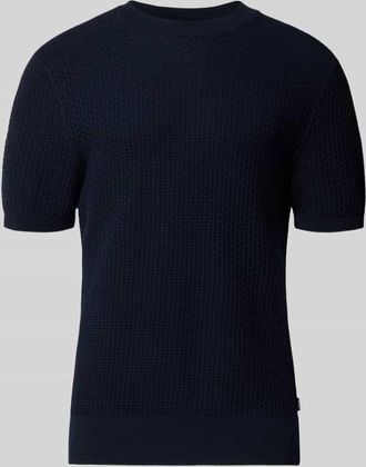 HUGO BOSS Regular Fit Strick-Shirt aus reiner Baumwolle Modell H-NILTON in Marine, Gr&ouml;&szlig;e XXXL