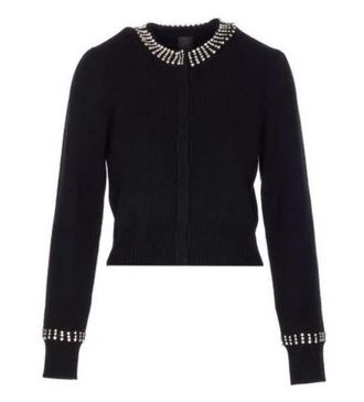 Pinko Zwarte Nylon Wol Trui