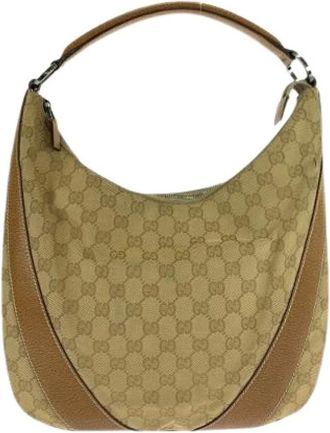 Gucci Pre-owned Shoulder Bags, female, Beige, Size: ONE SIZE Pre-owned Canvas Shoulder Bag