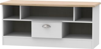 Welcome Furniture Westminster Ready Assembled 1 Drawer TV & Media Unit in Grey Matt & Riviera Oak - Welcome Furniture | TJ Hughes