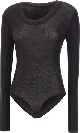 Entire studios Circle Neck Bodysuit - Dames - Bodies - Zwart - XS - Wol - Tops