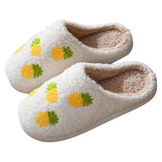 Generic Slippers for Women and Men Soft Plush Comfy Warm Couple Slip On House Happy Face Flat Slides Fuzzy Ladies Shoes For Winter Indoor Outdoor