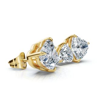 Pompeii3 3Ct Heart Cut Toi et Moi Diamond Earrings 14k Gold Lab Grown