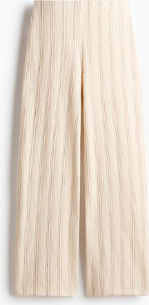 H&M Schlupfhose aus strukturierter Baumwolle - Cremefarben/Gestreift