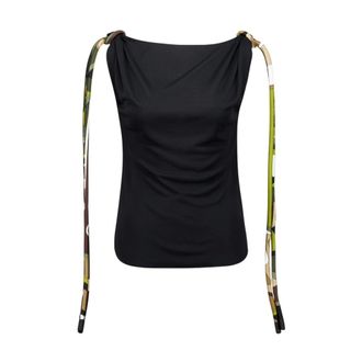 Pucci Sleeveless Tops, female, Black, M, Vivara-Print Top