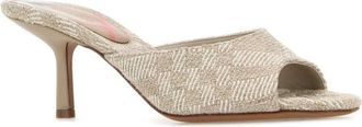Burberry Womens Mews Mule Beige Fabric Sandal