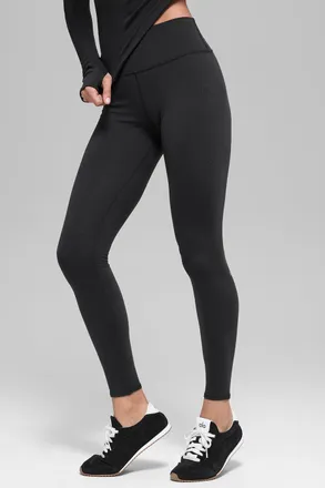 Alo | Airbrush Winter Warm High-Waist Nocturne Legging in Black, Size: Medium