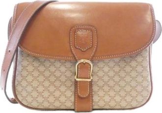 Celine Pre-owned Cross Body Bags, female, Beige, Size: ONE SIZE Pre-owned Coated Canvas Leather Shoulder Bag