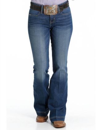 Cinch Lynden Stretch Trouser Mid Rise Slim Fit Flare Leg Jeans In Blue